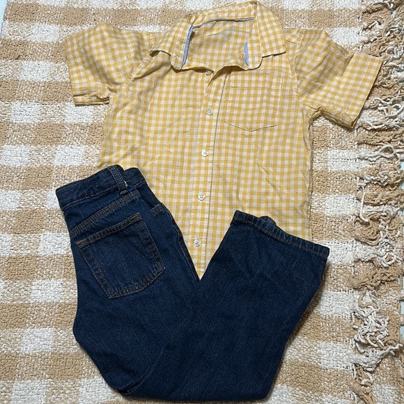 👜$3-Cat & Jack size 6 blue jeans and 6/7 button up shirt set. #351 - Picture 1 of 9